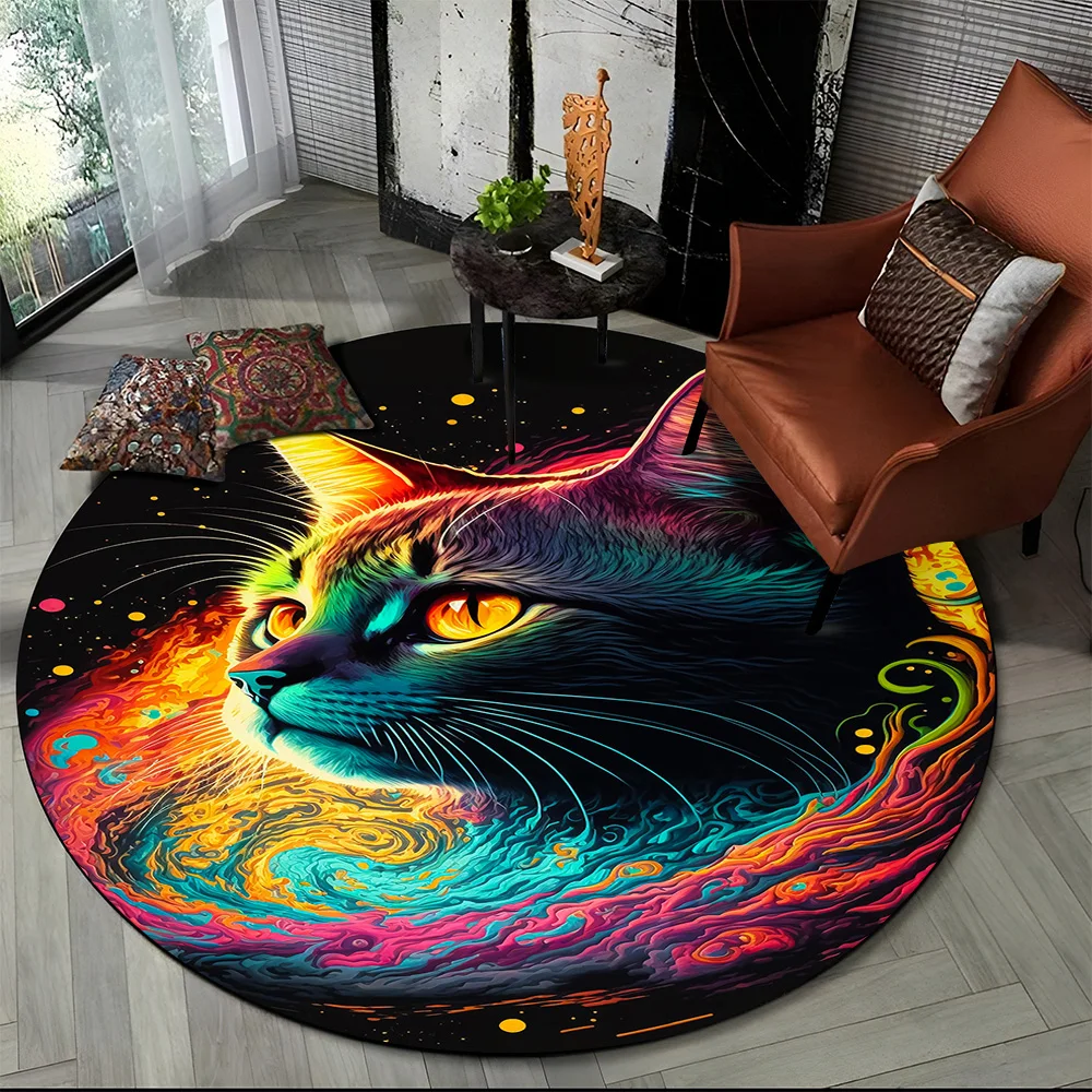 Tapete redondo 3D gato persa, tapete para sala de estar, quarto, decoração de sala de jogos infantil, tapete antiderrapante para animais de estimação, desenho animado de trapo, fofo 14 Sace859b048414374bbd6f2dc46b8e3519