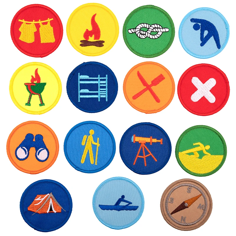 Round Cartoon Boy Scout Patch Ricamata Escursionismo All'Aperto Campeggio Picnic Morale Medaglia Accessori Per Cucire Toppe Sui Vestiti