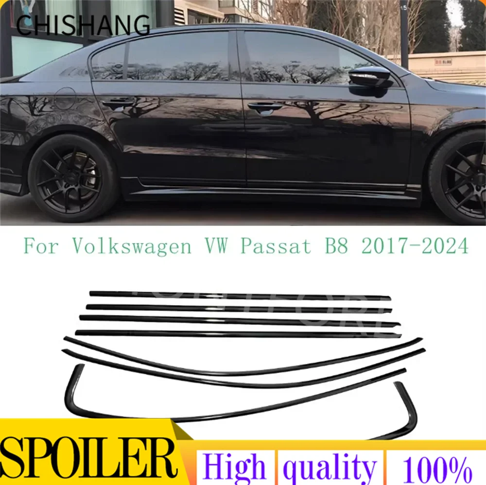 

Стайлинг автомобиля, черное стальное окно, молдинговая рамка, полосы, отделка крышки для Volkswagen VW Passat B8 2014-2024
