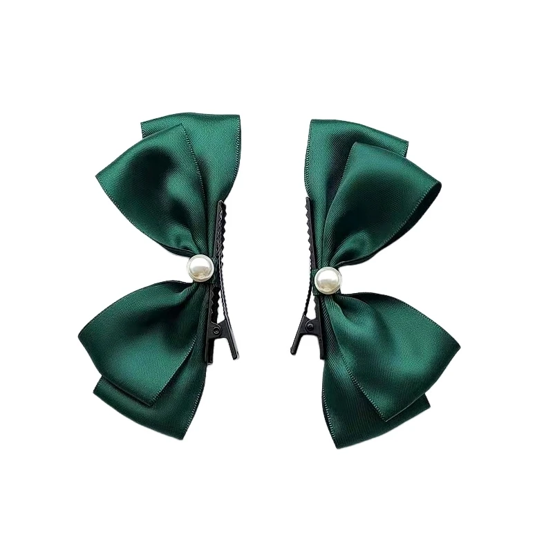 

2PCS New Fashion Nail Bead Three-dimensional Bow Hair Clips Lovely Gilr Hairpins Hair Accessories Barrettes For Kid Headdress