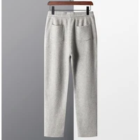 Autumn Winter 100% merino Wool Men's Wool Pants Thickened Knitted Long Pants Slim Fitting Solid Color Warm Flat Corner Pants 2