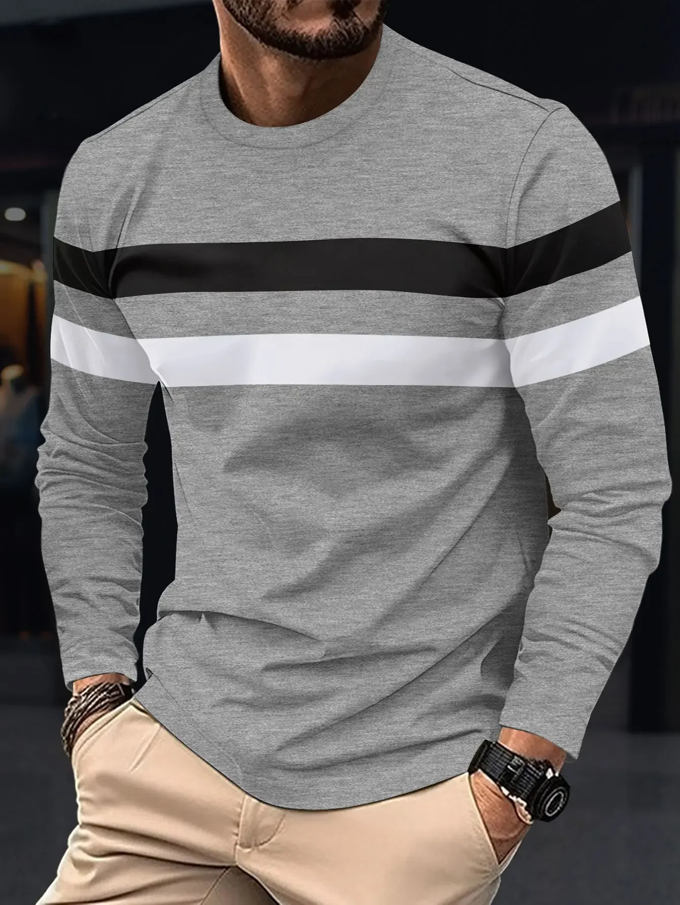 2025 Autumn/Winter Fashion Men's Long Sleeve T-shirt - Back View
