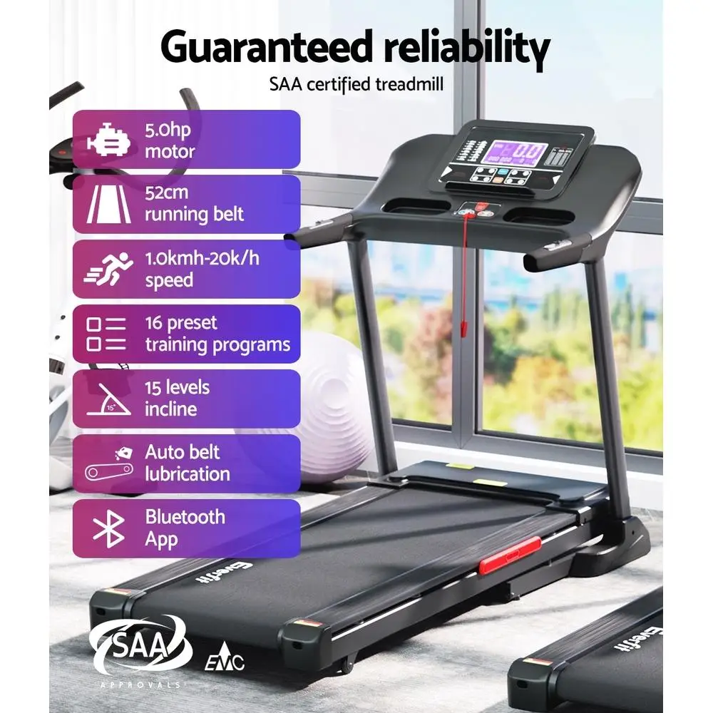 Everfit Electric Treadmill with Auto Incline-Home Gym Fitness Machine 520mm