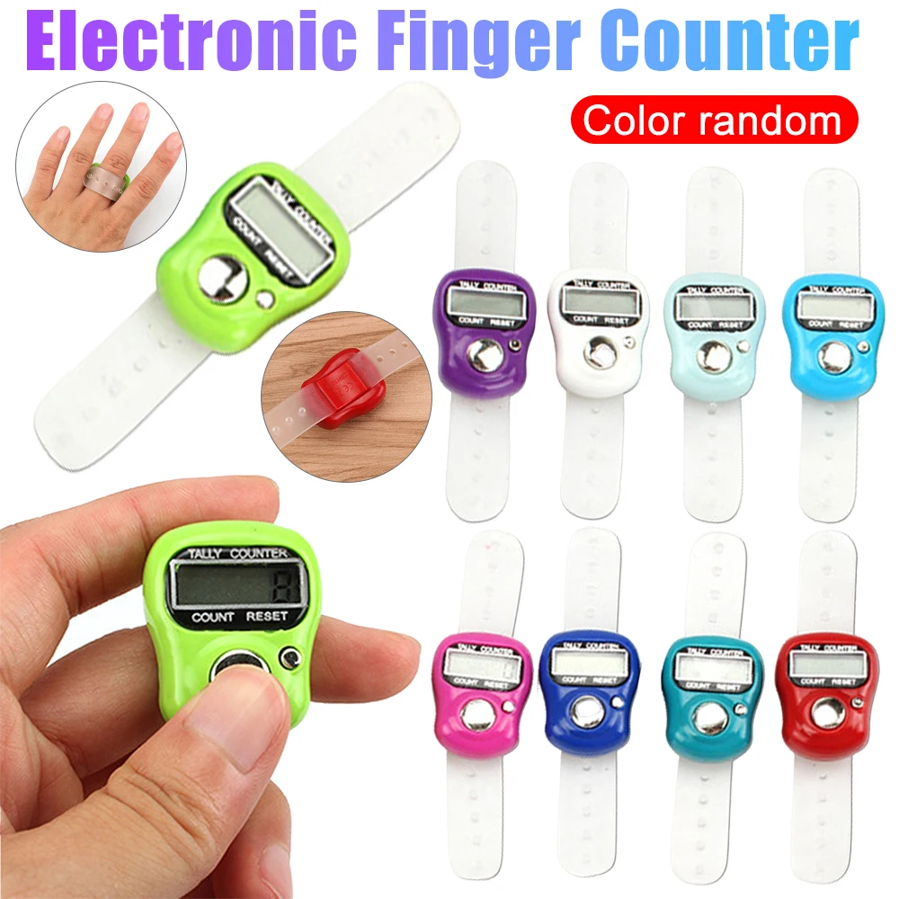 1-5 PCSDisplay Electronic Tally Counter Portable Electronic Finger Counter Ring Digit Row Tally Stitch Marker Pedometer