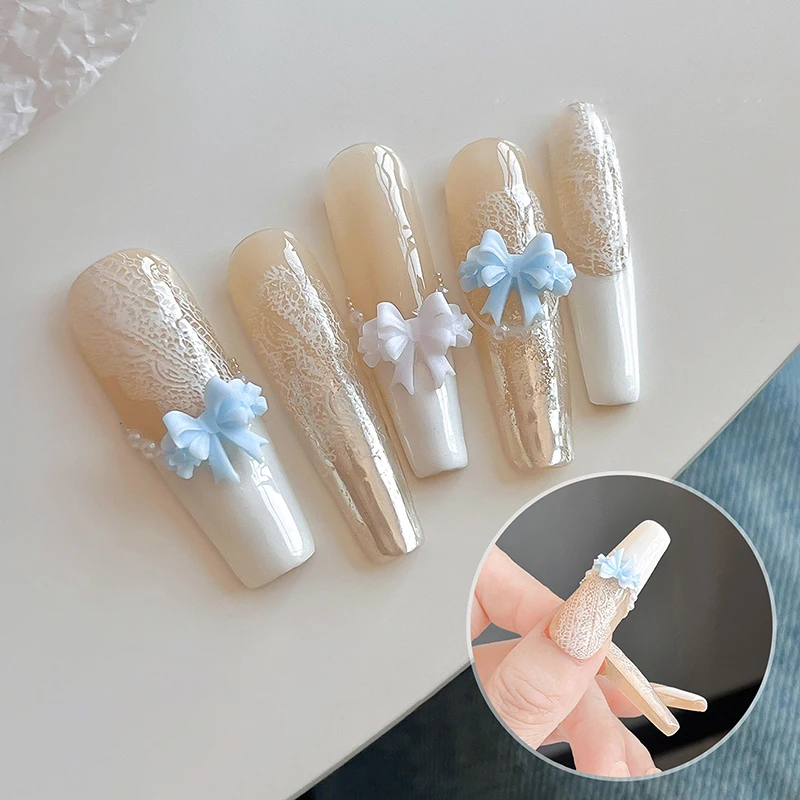 1개 3D 리본 보우노트 실리콘 네일 몰드 매니큐어 조각 템플릿 소프트 스탬핑 플레이트 DIY 매니큐어 아트 몰드 도구 장식