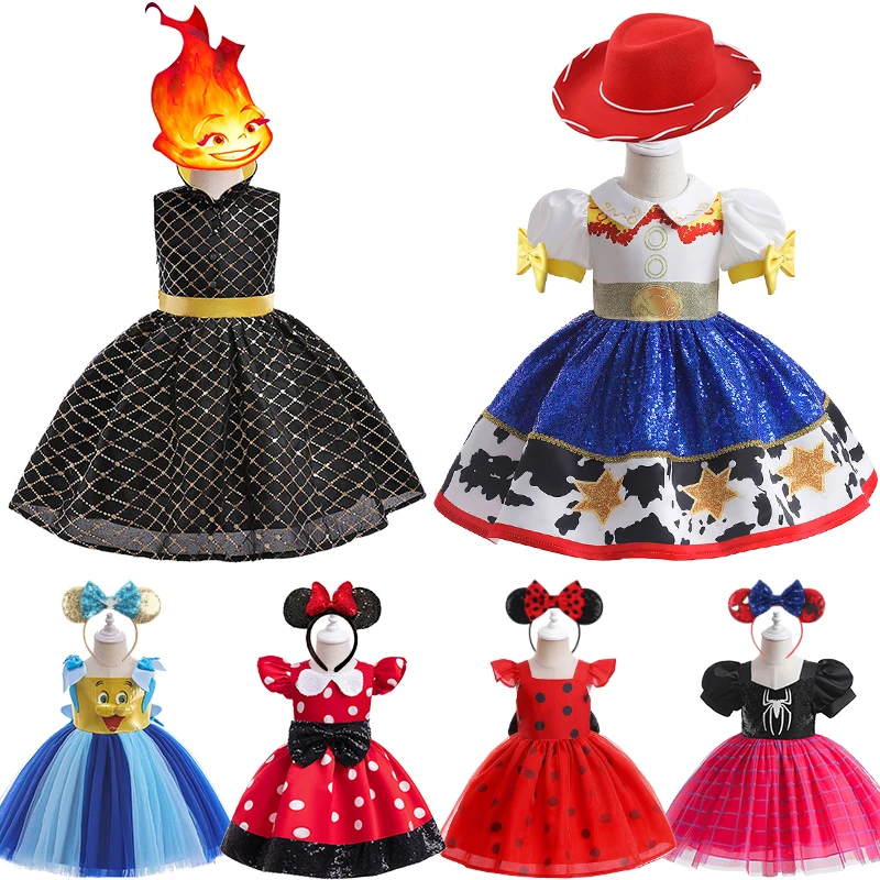 Disney Kids Costume Elementare Per Bambini Toy Story Jessie Vestiti Per Bambini Carnevale Fancy Girl Cosplay Party Princess Minnie Dress
