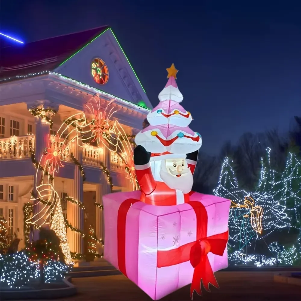 Christmas Decoration Box Gift Santa Claus Can Lift Up and Down Christmas  Inflatable Model Luminous Christmas Decor Model - AliExpress, image size:1000x1000