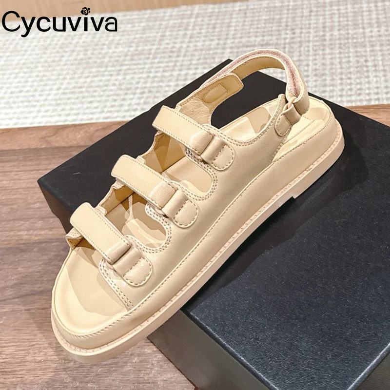 

Сандалии женские из натуральной кожи, Повседневная пляжная обувь, плоская платформа, летние босоножки