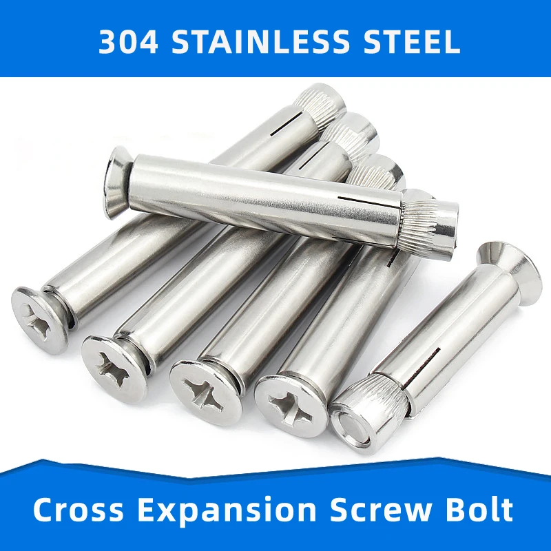 

304 Stainless Steel Cross Internal Expansive Pipe Bolts Extension Link Rod Wall Fastener Nail M6 8 10 12
