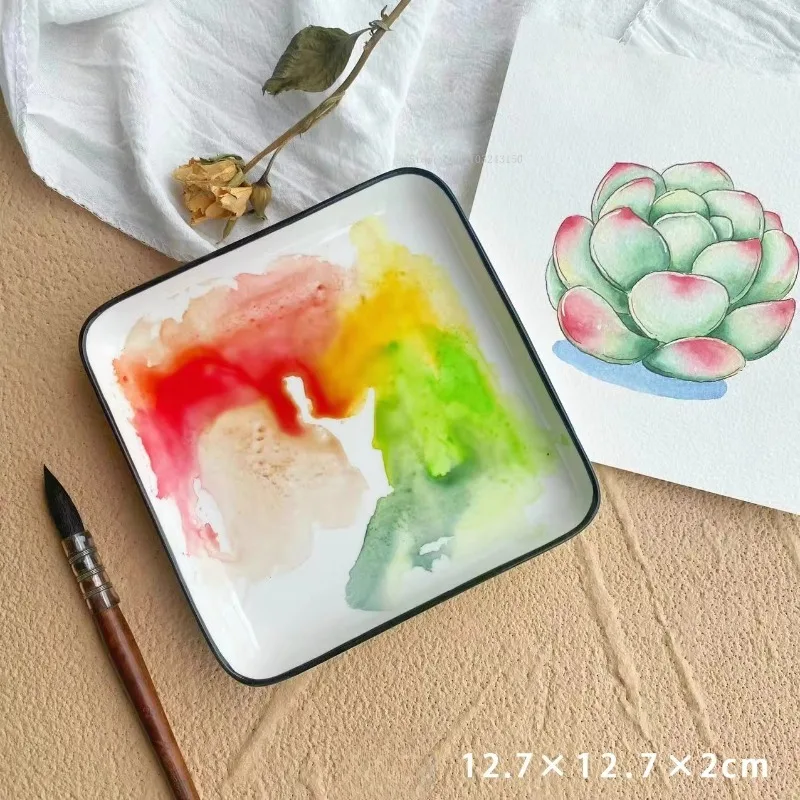 대형 수채화 세라믹 사각형 팔레트 청소가 용이한 미술 그림 용품 야외 아크릴 페인트 그림 제작 도구