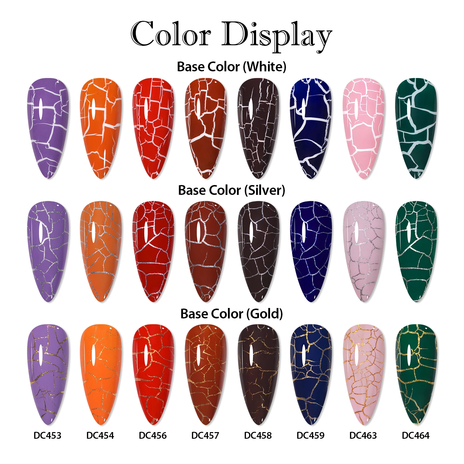 12PCS/SET Crackle Nail Polish Gel Set Cracking Nail Lacquer Quick Dry Gel Hybrid With Base Top Coat  Manicure Art Varnish Kit 3