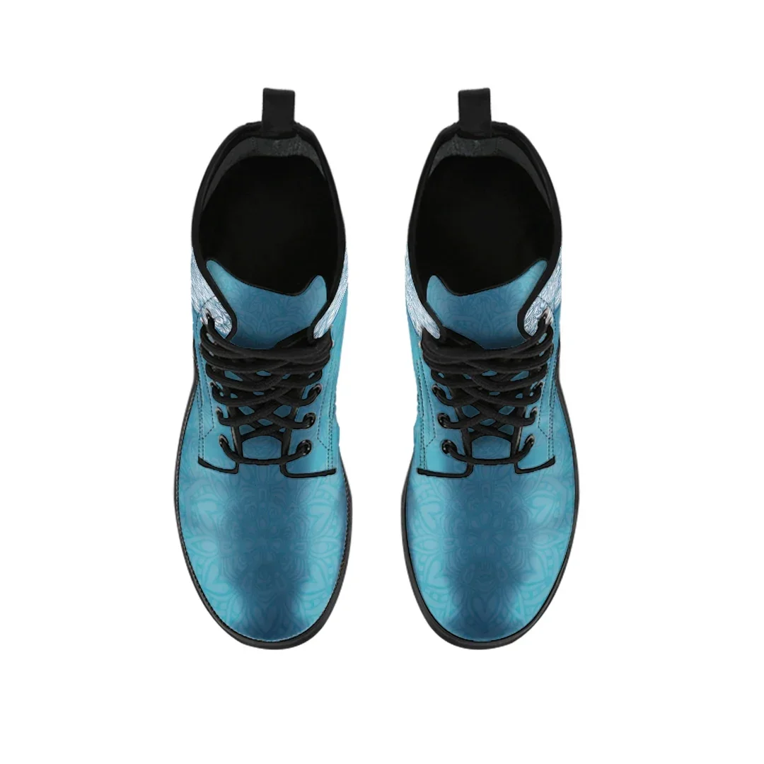 Mandala Deisgn All-match Women's Ankle Boots Autumn Elegant Female Leatgher Boot Street Casual Warm Ladies Booties Dropshipping