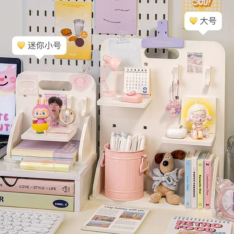 INS Desktop Book and Stationery Storage Rack Office Note Stickers Pen Holders Student Dormitories Perforated Layered Shelves