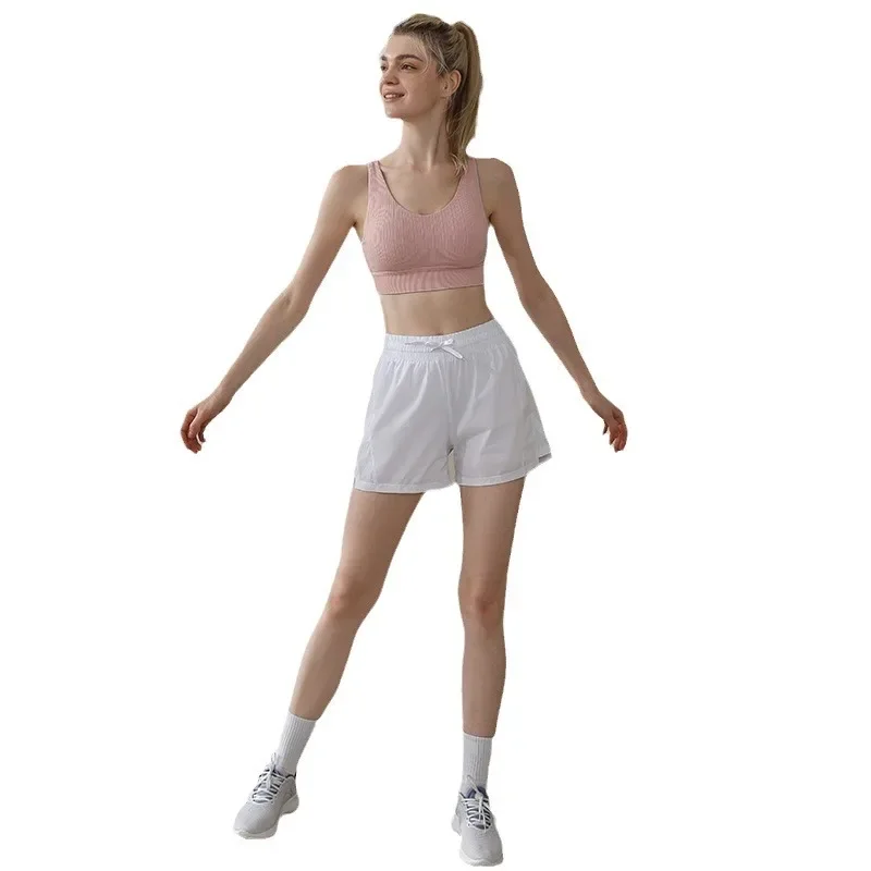 Trunks Women's Spring Summer Anti-exposure Drawstring Three-quarter Length Professional Running Fitness Yoga Training Pants