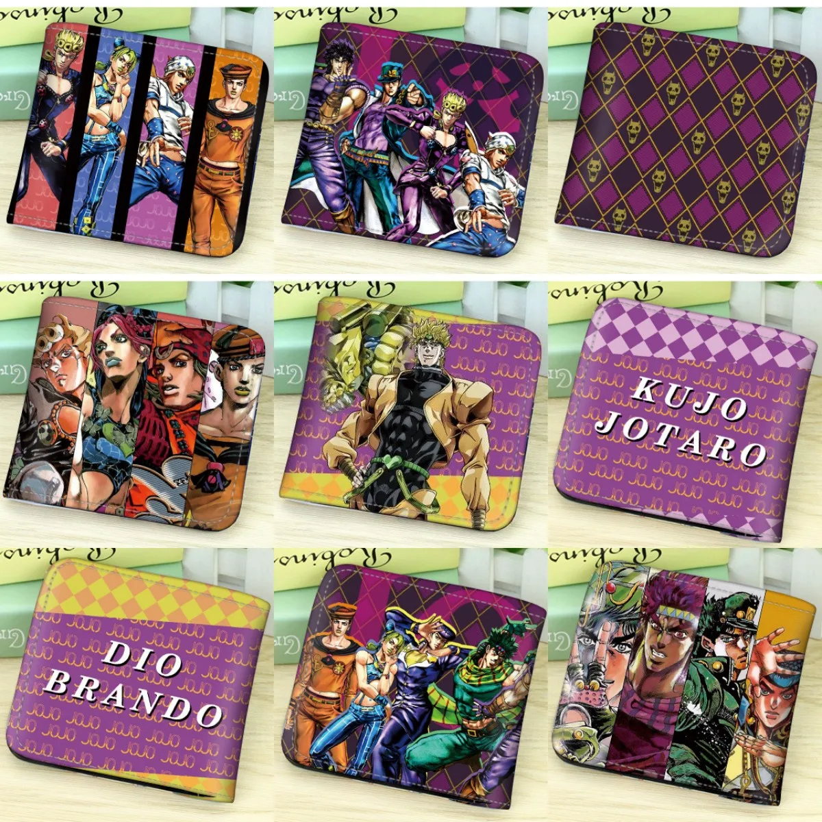 

Kujo Jotaro Dio Brando Anime JoJo's Bizarre Adventure Killer Queen Cartoon Wallet Short Cosplay Card Holdr Coin Purse