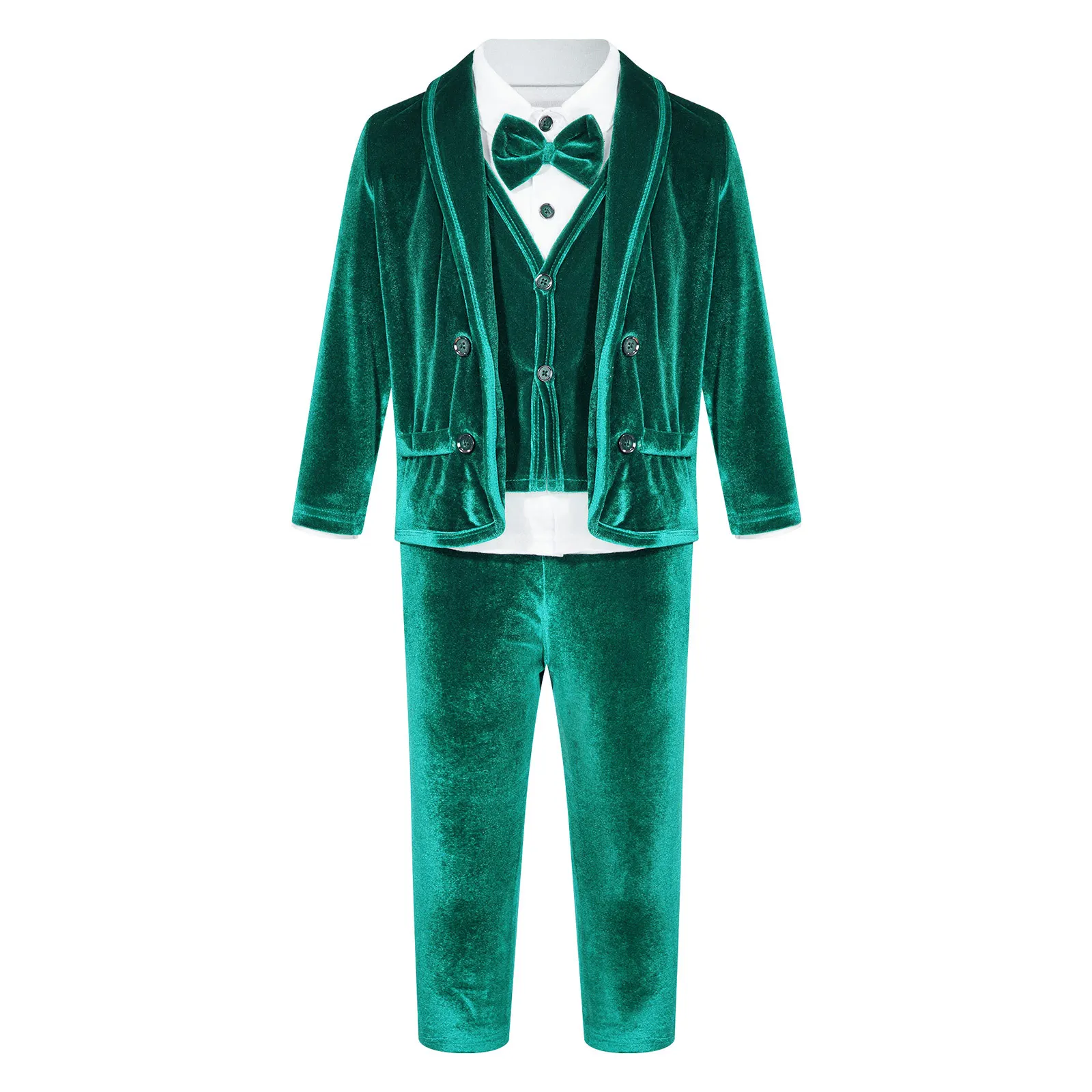 Costumes de gentleman en velours à manches longues pour tout-petits garçons, tenue de mariage formelle pour enfants, fête d'anniversaire, tenue de baptême pour enfants, hôte