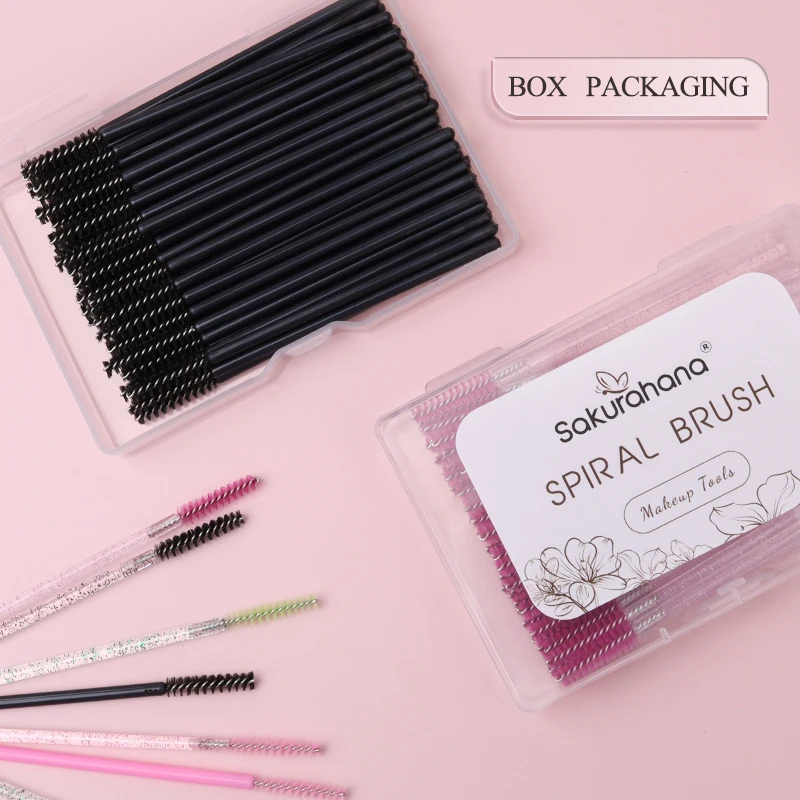 NATUHANA 50/100pcs 일회용 마스카라 완드 속눈썹 스풀리 브러쉬 마이크로 래쉬 연장 도구 메이크업 뷰티 화장품 용품