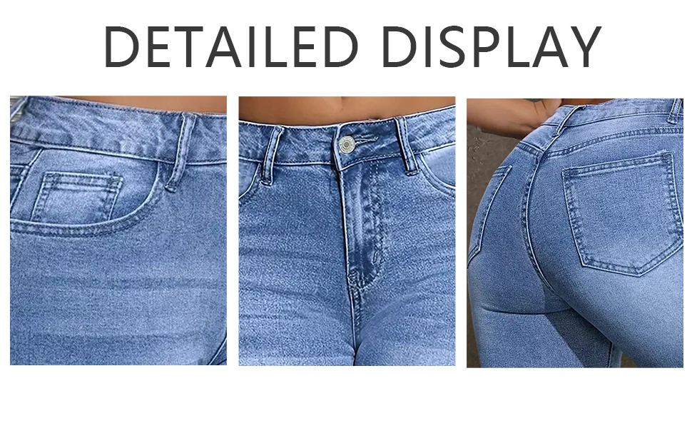 Damen Mid-Rise Stretch-Denim Bermuda-Shorts mit aufgerolltem Saum, schmal geschnitten, Po-lifting, lässige Sommer-Hotpants für Streetwear & Alltag – Detail 2
