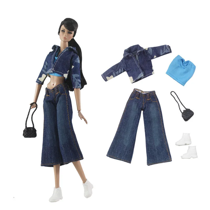 

1:6 Fashion Dolls Clothes for Barbie Clothes Floral Short Jeans Coat Vest Handbag Shoes Pants Trousers 11.5" BJD Doll Accessory