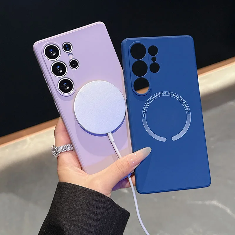 Premium Magnetic Wireless Charging Case – Dual Layer Liquid Silicone Cover