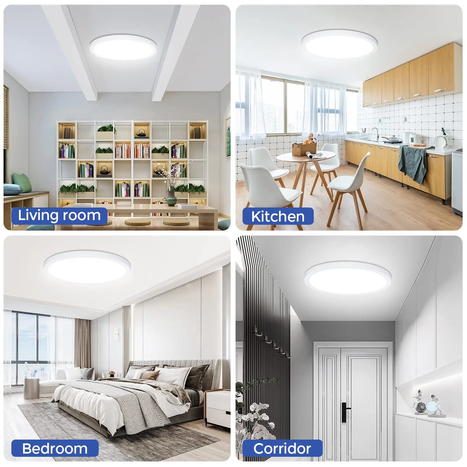 14 Inch Round Ceiling Lamp 220V Indoor LED Lights Surface Mounted Ultra-Thin Flat Modern Ceiling Light for Kitchen Room Decor