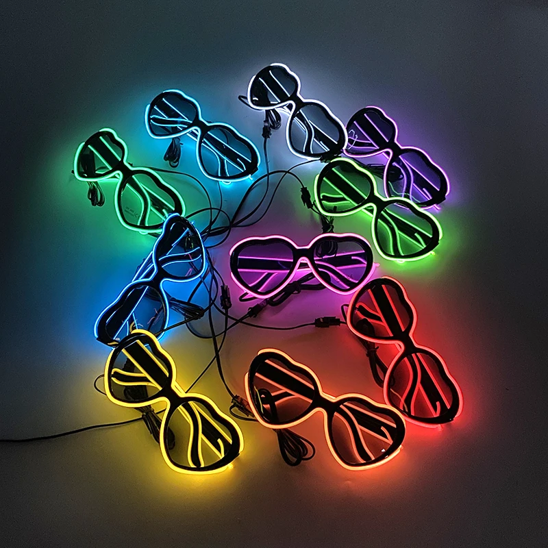 Description Picture 5 of itemHeart Shaped Led Glasses Neon Party Flashing Glasses EL Wire Glowing Luminous Sunglasses Novelty Gift Glow Bright Light Supplies
