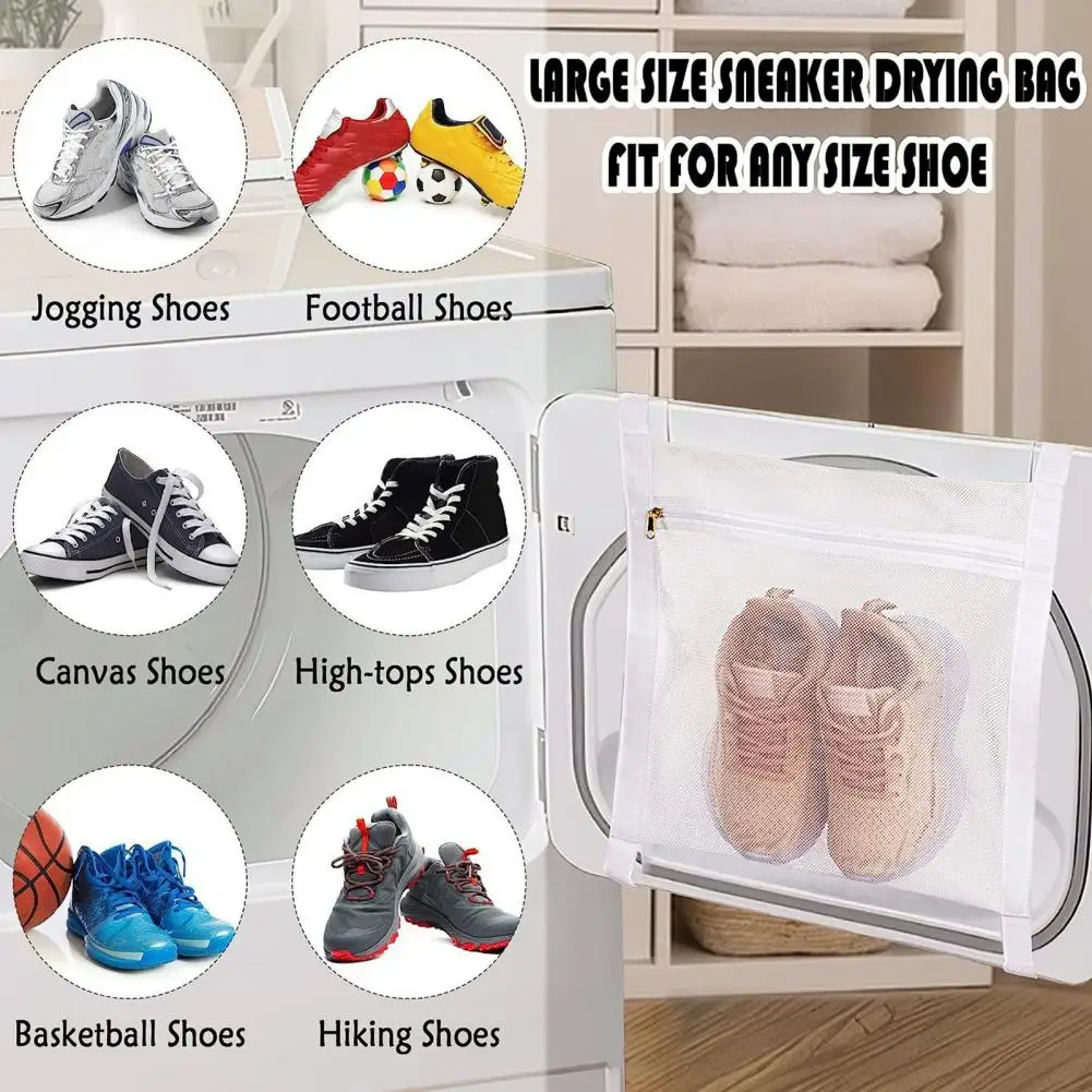 Shoe Washing Bag Shoe Dry Bag Laundry Drying Quick Drying Zipper Closure Reusable Tear-Resistant Large Capacity Breathable Washing
