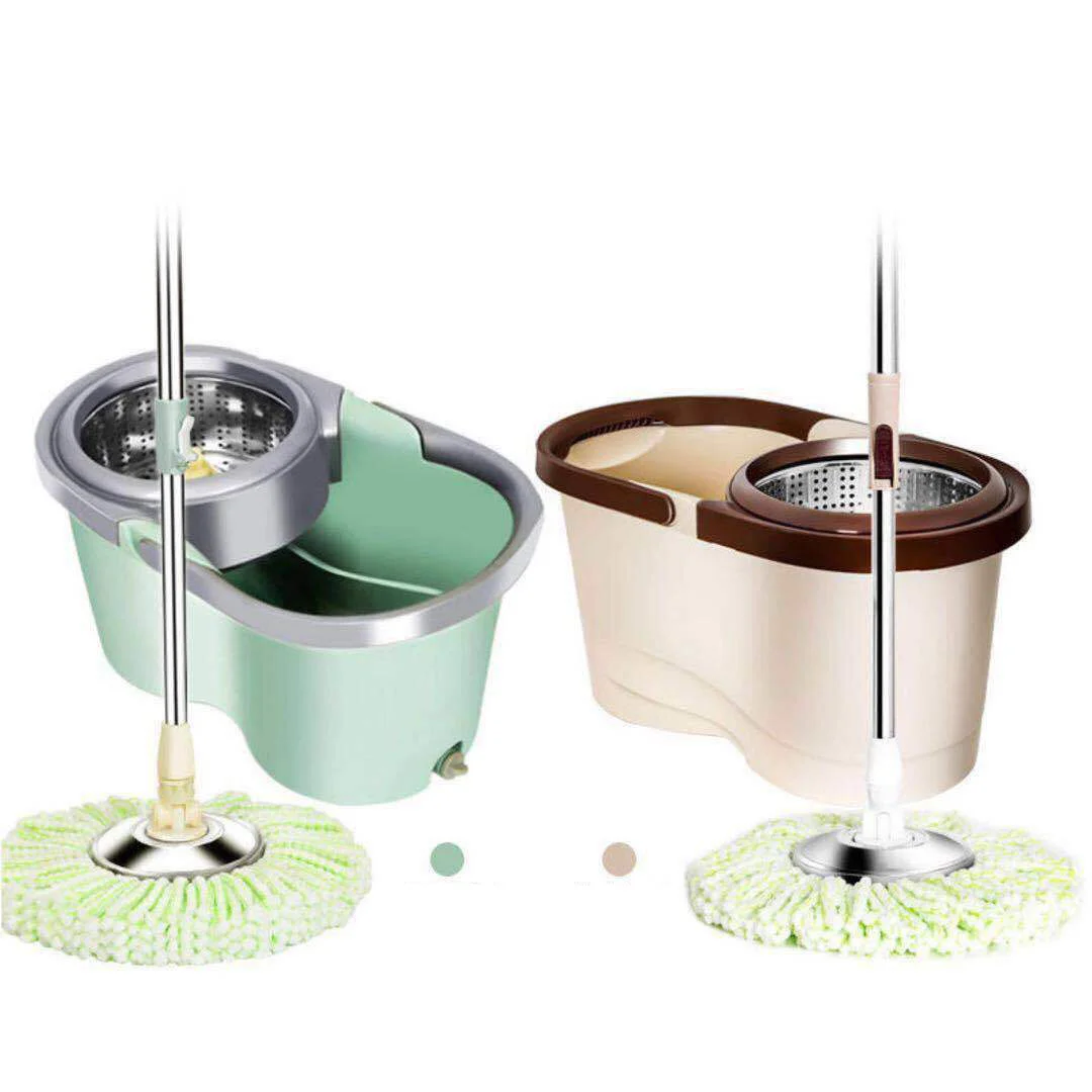 360 &deg; Water Throwing Mop Double Drive Lazy Mop Barrel Rotating Stainless Steel Drying Drum With Wringer Suit For Household