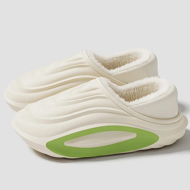 Outdoor Eva Waterproof Cotton Slippers Women 2025 Indoor Anti Slip Padded Plush Slides Woman Winter Warm Home Shoes Plus Size 45