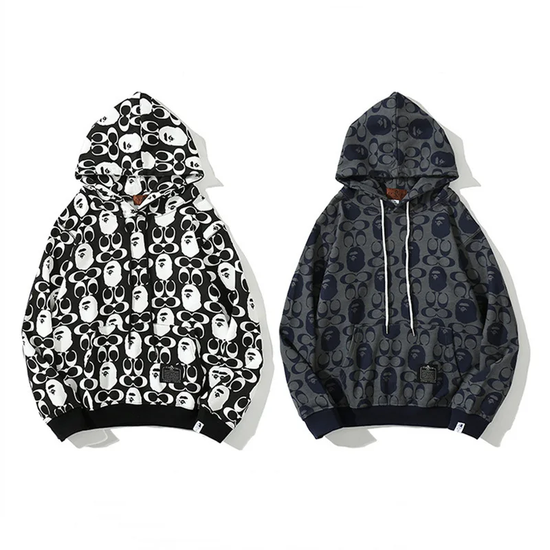 BAPE Joint Black and White Dark Blue Ape Head Pullover Sweater 1