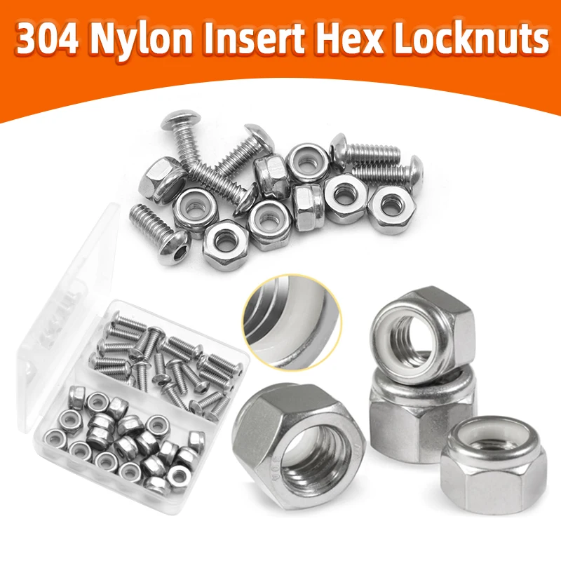 6-32 8-32 10-24 Nylon Insert Lock Nut & Hex Socket Cap Screw 304 Stainless Steel Assortment Set Imperial/US Standard, Anti-Loose