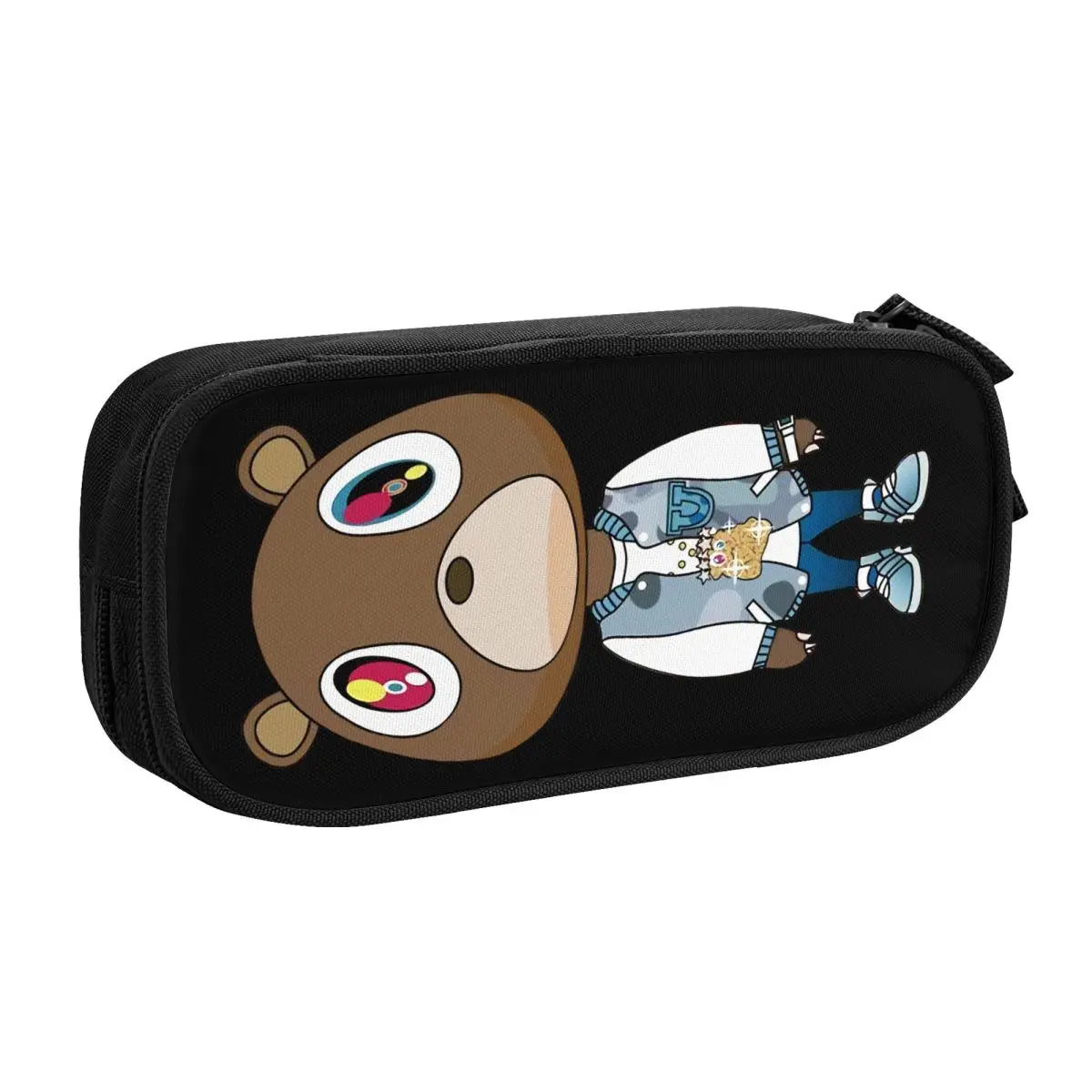 사용자 정의 Kanye West Bear Kawaii 연필 케이스 소녀 소년 대용량 연필 주머니 학교 액세서리