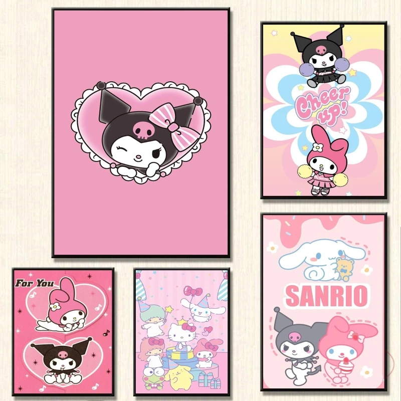 

Canvas Posters melody Kuromi Classic Room Home Decorative Gift Art Children's Bedroom Decor Wall Stickers Modular Painting