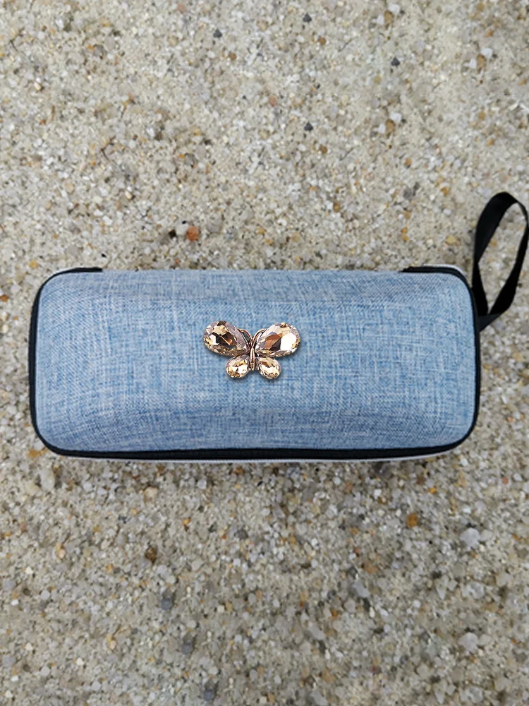 

Cute LInen Eyewear Bags Box Portable & Retro - Diamond 'S' Decor in Pink Gold