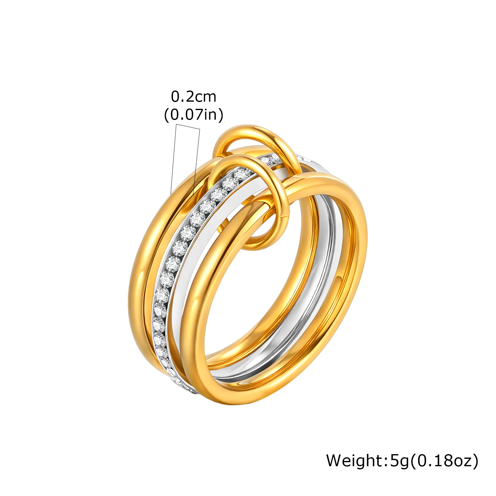 vnox Multilayer Connecting Rings Set stainless steel Mixed color simple round ring Jewelry gifts
