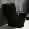 E One Piece Toilet Soft Close Seat Chair Height 1.28 GPF Dual Water Sensed 1000 Gram Flush B0941 Black Luxury Modern Design ADA 1