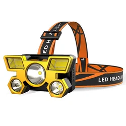 Ultra - Bright 5 - LED Rechargeable Headlamp with USB Charging, 12000 Lumen Flashlight (Yellow)