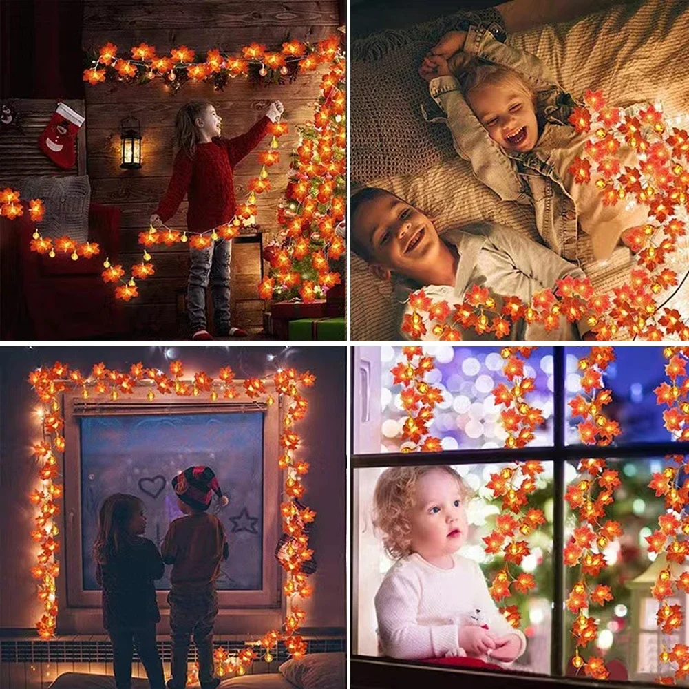 1.5m/3m 단풍 나무 호박 LED 빛 문자열 요정 조명 갈 랜드 가을 결혼식 휴일 파티 정원 장식 조명