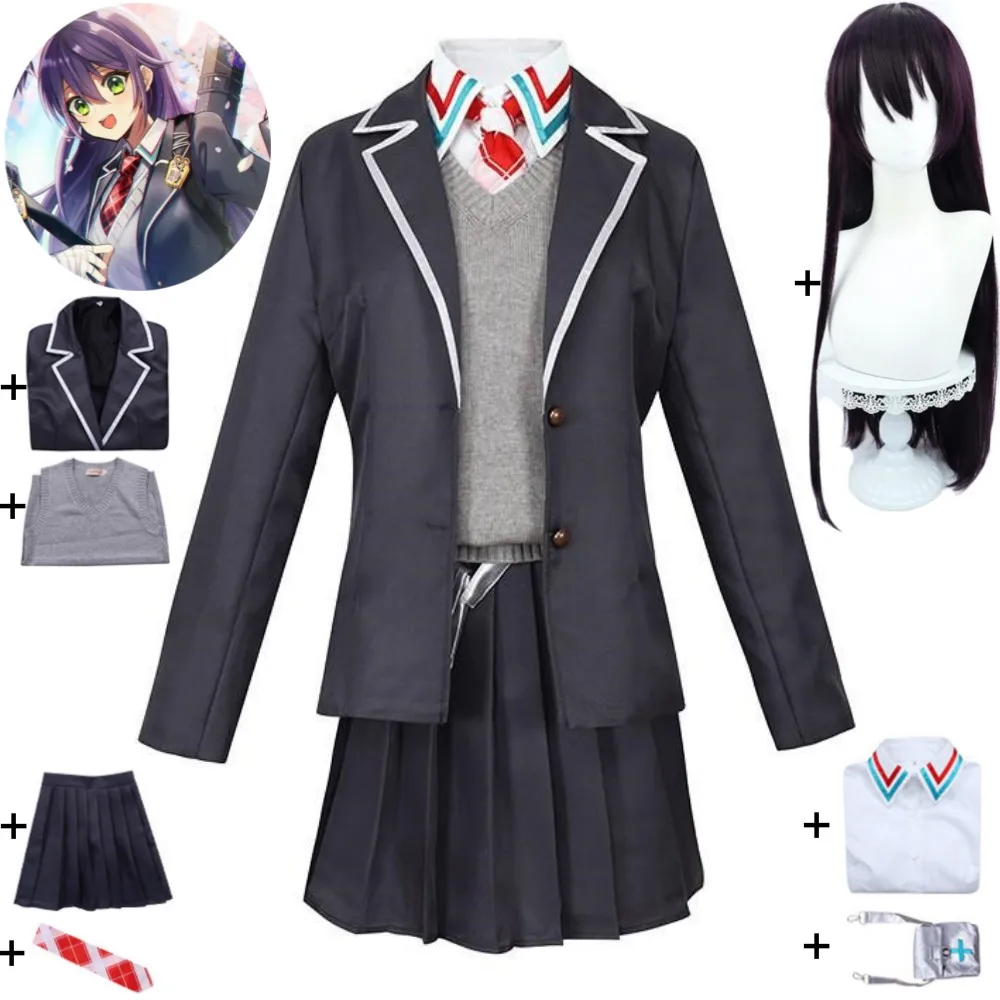 

YouTuber VTuber NIJISANJI Kenmochi Toya Cosplay Costume Wig Anime School JK Uniform Hallowen Carnival Party Role Play Suit