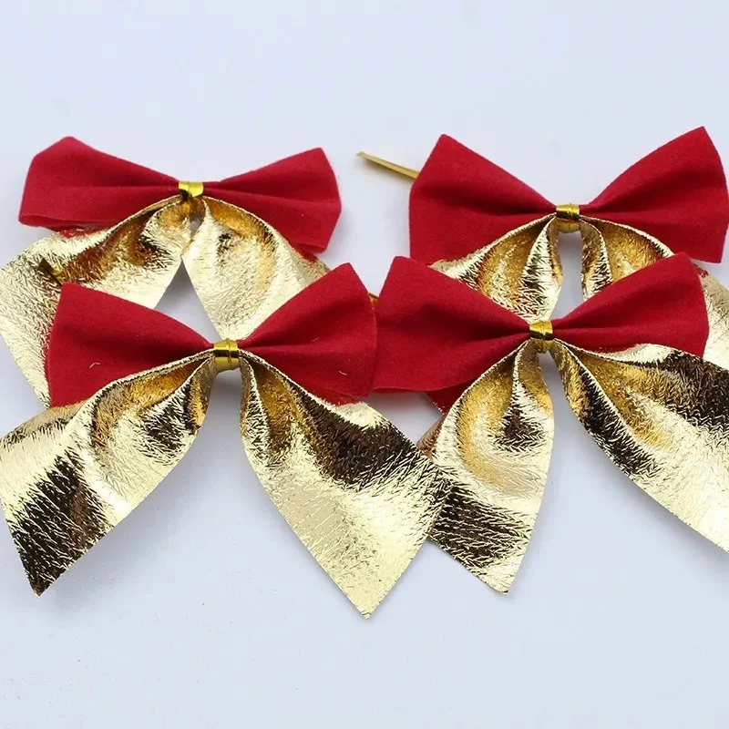 12/24/36 piezas de lazos navideños en rojo y dorado, mini lazos para árbol de Navidad para decoración del hogar, decoración de bodas, Navidad, fiesta de Año Nuevo, regalo DIY