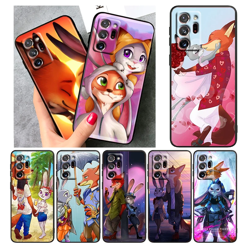

Disney Zootopia Zootropolis For Samsung A73 A70 A20 A10 A8 A03 Note 20 10 9 Ultra Lite Plus F23 M52 M21 j7 j6 Black Phone Case