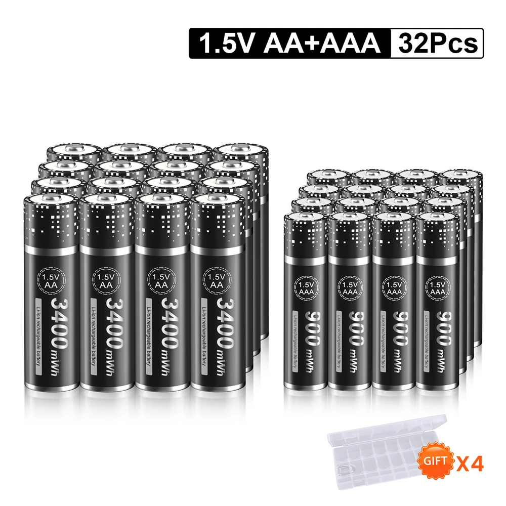 Palo Aa Aaa 1.5V Aa Batteria Ricaricabile Agli Ioni Di Litio 1.5V Aaa Batterie Ricaricabili Agli Ioni Di Litio E Caricabatterie Agli Ioni Di Litio Da 