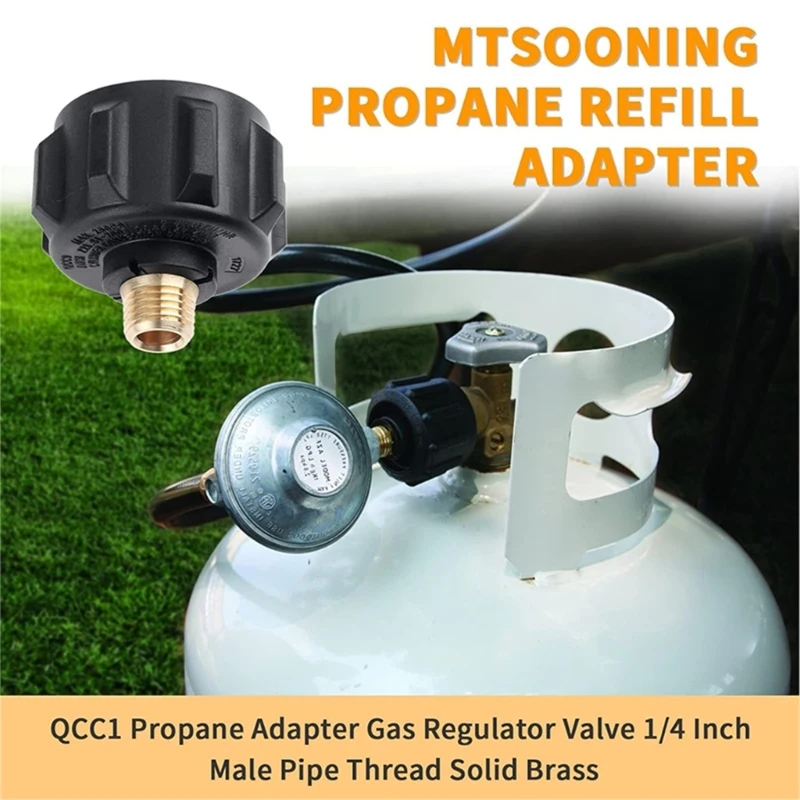 Easy to Use Adapter Convert QCC1 Tanks Propane Gas Pipe Regulator Brass and Plastic Material for Different Cooking Needs