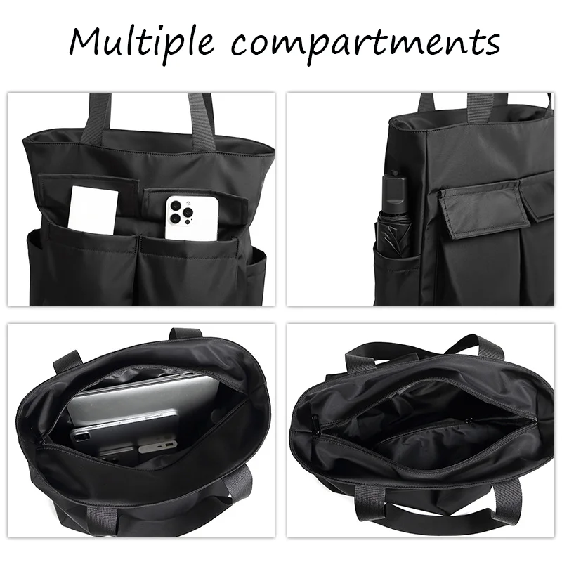 Men's Shoulder Bags Simple Large Capacity Canvas Bags Multiple Pockets Nylon Laptop Bag Student Book Bag For Commuting