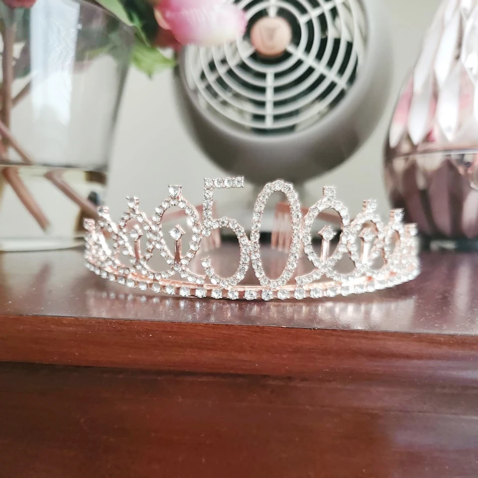Couronne Anniversaire Strass Avec Ceinture En Satin - Lot Couronne + Bande "Joyeux Anniversaire" - Pour 40 Ans (autres âges Dispo)