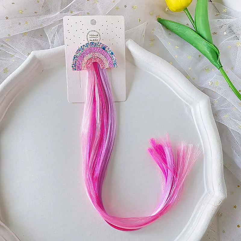 Einhorn Bunte Perücke Haarnadeln Haarschmuck Haarspange Kunsthaar Twist Braid Einhorn Mottoparty Dekoration – Detail 2