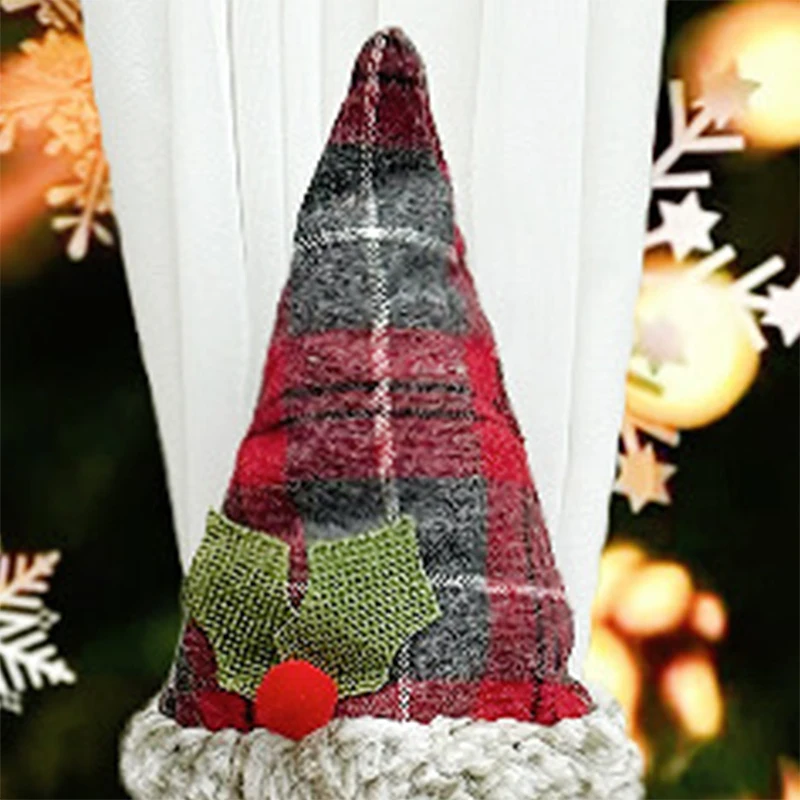 Christmas Gnome Window Curtain Tiebacks Cute Plush Faceless Doll Tieback Buckle Xmas Ornament Props Home Decoration Accessories