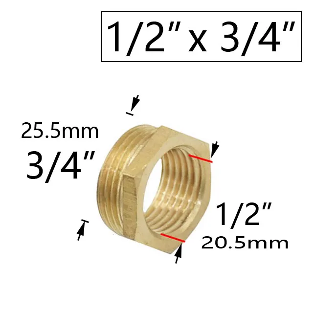 Copper Metal Threaded Water Pipe Connector 1/4" 1/2" 3/4" 1" Thread Reducer Connector Transitional Coupling Hose Tap Fittings 