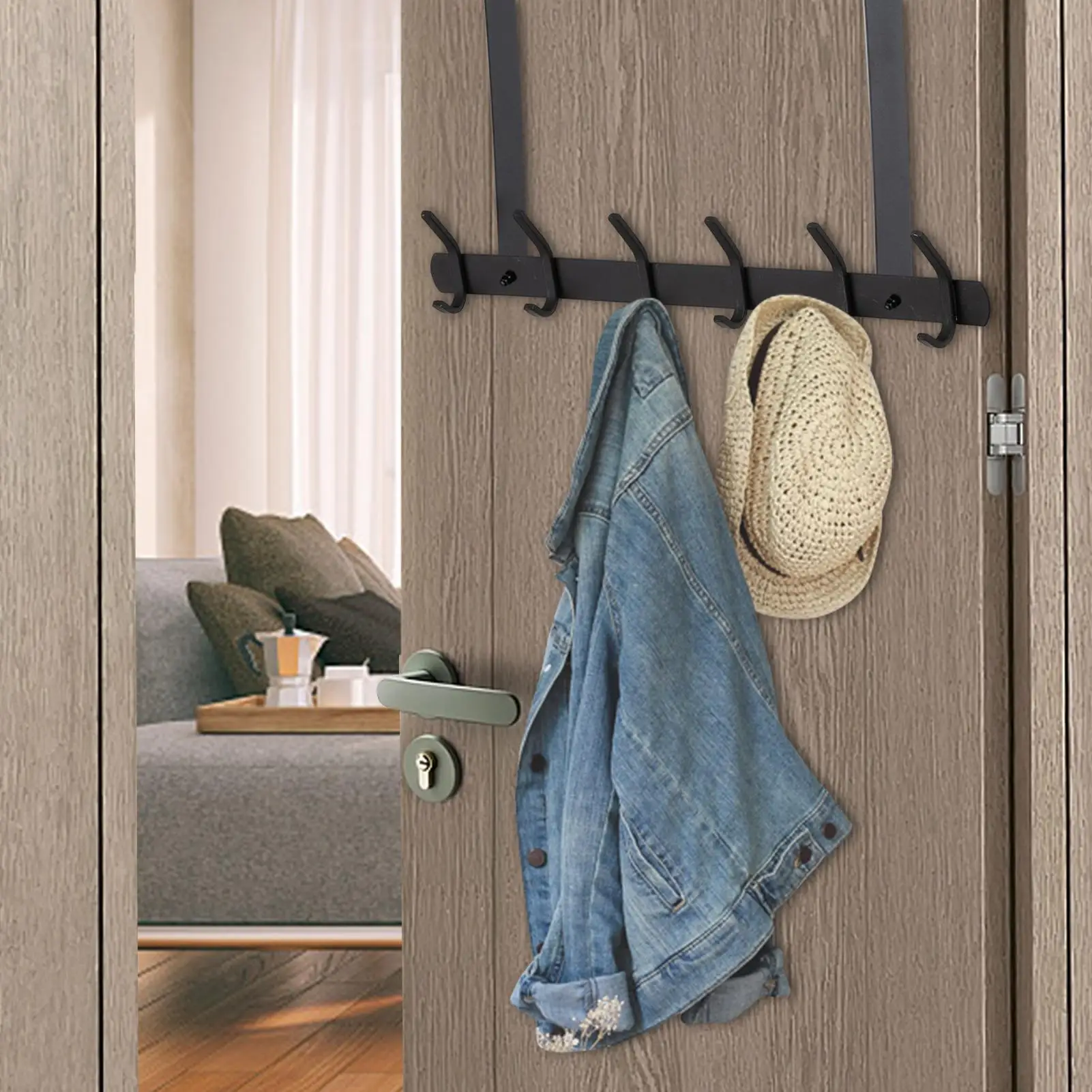 

Вешалка для наддверных крючков для одежды, 6 крючков, вешалка для полотенец, съемные аксессуары для ванной комнаты, бейсболка, органайзер для сумок