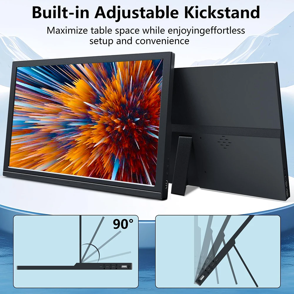 شاشة محمولة مقاس 17.3 بوصة USB-C HDMI شاشة عرض كمب...